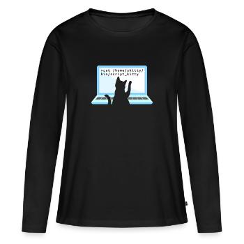 Chat comme codeur codeur propriétaire de chat - T-shirt manches longues Premium bio Femme - noir - Devant - Julia (174cm)