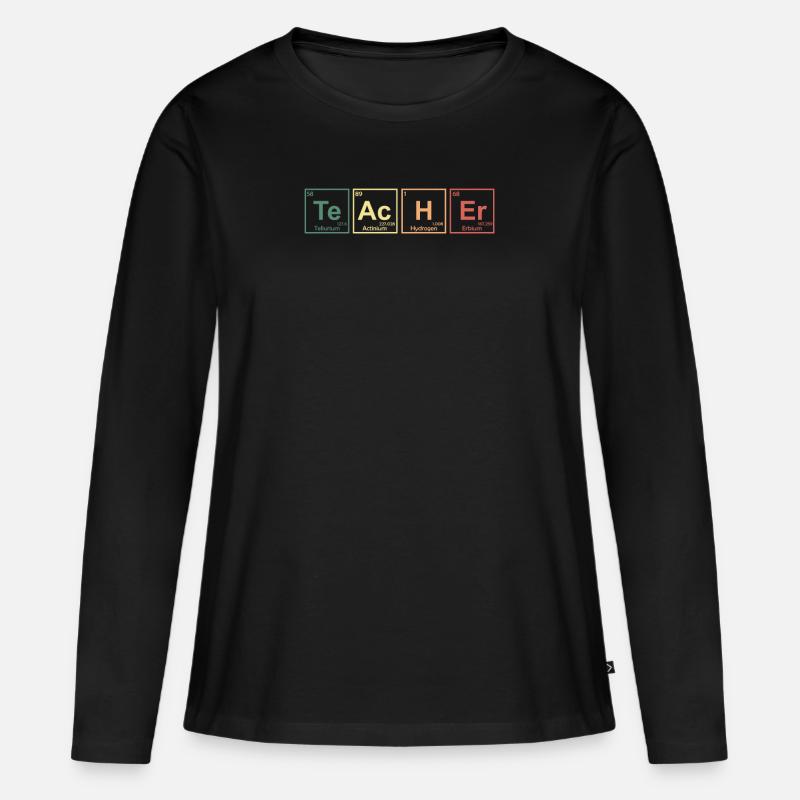 Chemielehrer Elementsymbole Periodensystem - Frauen Premium Bio Langarmshirt - Schwarz