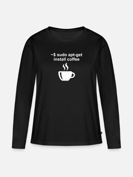 Linux Code Kaffee Kaffeetrinker Büro Geschenk - Frauen Premium Bio Langarmshirt - Schwarz