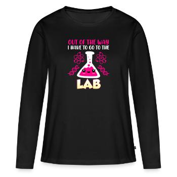 Le sort des laborantins je dois aller au labo - T-shirt manches longues Premium bio Femme - noir - Devant - Julia (174cm)