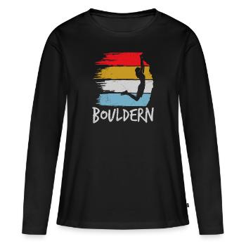 Bouldering Vintage Climbing Hall Boulder - T-shirt manches longues Premium bio Femme - noir - Devant - Julia (174cm)