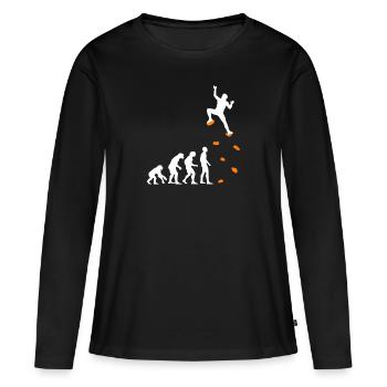 Kletter Evolution Kletterwand Klettern Bouldern - Frauen Premium Bio Langarmshirt - Schwarz - Vorne - Julia (174cm)