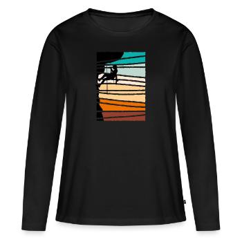 Klettern Felsklettern Bergsteigen - Frauen Premium Bio Langarmshirt - Schwarz - Vorne - Julia (174cm)