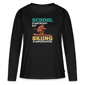 Skifahrer Spruch Skiurlaub - Frauen Premium Bio Langarmshirt - Schwarz - Vorne - Julia (174cm)