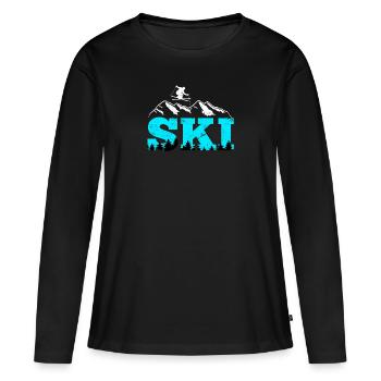 Ski ski ski ski d’hiver Ski - T-shirt manches longues Premium bio Femme - noir - Devant - Julia (174cm)