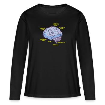 Anatomie d’un cerveau - T-shirt manches longues Premium bio Femme - noir - Devant - Julia (174cm)