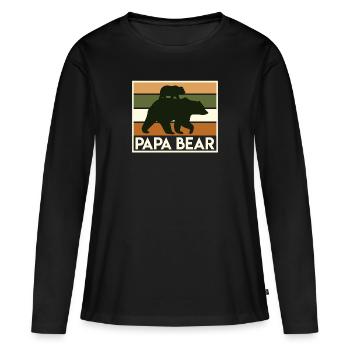 Papa Bear werdender Papa Vatertag - Frauen Premium Bio Langarmshirt - Schwarz - Vorne - Julia (174cm)