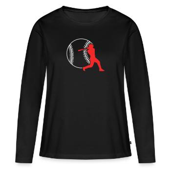 Joueur de baseball Équipe de baseball Baseball - T-shirt manches longues Premium bio Femme - noir - Devant - Julia (174cm)