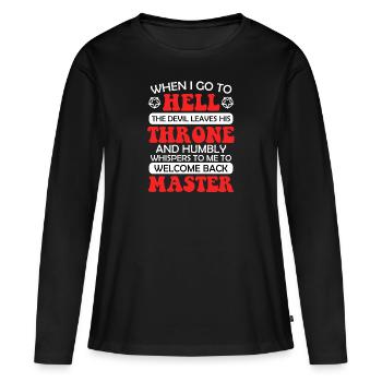Sarcasme Diable Blague Satan Antéchrist Mal Commun - T-shirt manches longues Premium bio Femme - noir - Devant - Julia (174cm)