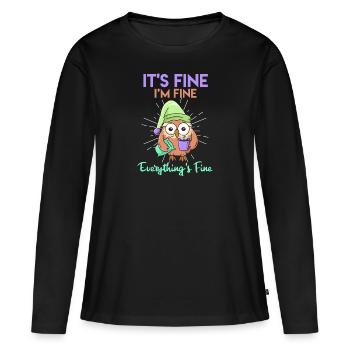 Hibou du café C’est bien je suis fin Tout est fin - T-shirt manches longues Premium bio Femme - noir - Devant - Julia (174cm)