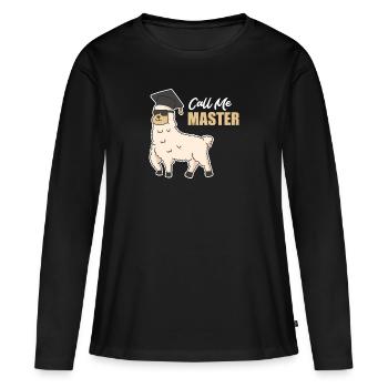 Alpaka Master Abschluss Master - Frauen Premium Bio Langarmshirt - Schwarz - Vorne - Julia (174cm)