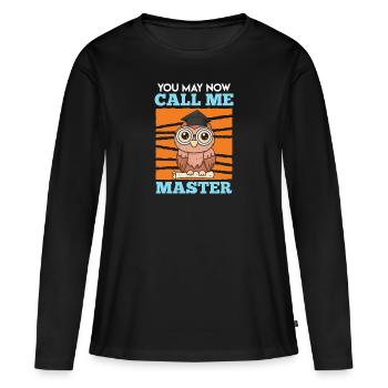 Master Abschluss Master Eule Master 2022 - Frauen Premium Bio Langarmshirt - Schwarz - Vorne - Julia (174cm)
