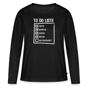 Thèse de doctorat Doctorat Docteur - T-shirt manches longues Premium bio Femme - noir - Devant - Julia (174cm)