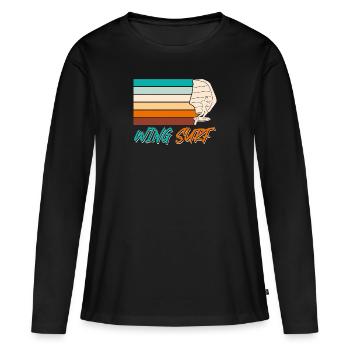 Wing Surf Wing Foil Wing Foiler - T-shirt manches longues Premium bio Femme - noir - Devant - Julia (174cm)