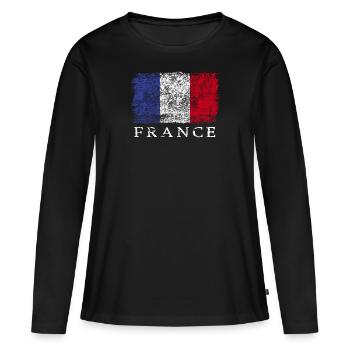 Drapeau Français de la France Français - T-shirt manches longues Premium bio Femme - noir - Devant - Julia (174cm)