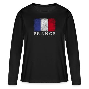 Drapeau Français de la France Français - T-shirt manches longues Premium bio Femme - noir - Devant - Julia (174cm)