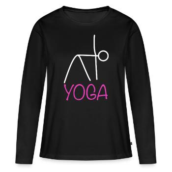 Yoga Figure - T-shirt manches longues Premium bio Femme - noir - Devant - Julia (174cm)