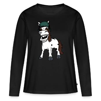 Drôle Cheval Gaulois Armée Cheval Casque De Sécurité Soldat - T-shirt manches longues Premium bio Femme - noir - Devant - Julia (174cm)