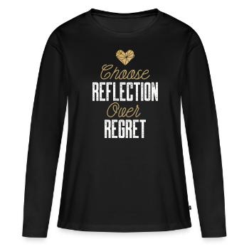 Mindset Reflection Regret Minimalist Geometric Ins - T-shirt manches longues Premium bio Femme - noir - Devant - Julia (174cm)