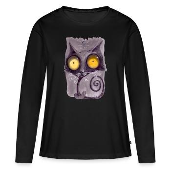 Serial Cat 21 - T-shirt manches longues Premium bio Femme - noir - Devant - Julia (174cm)