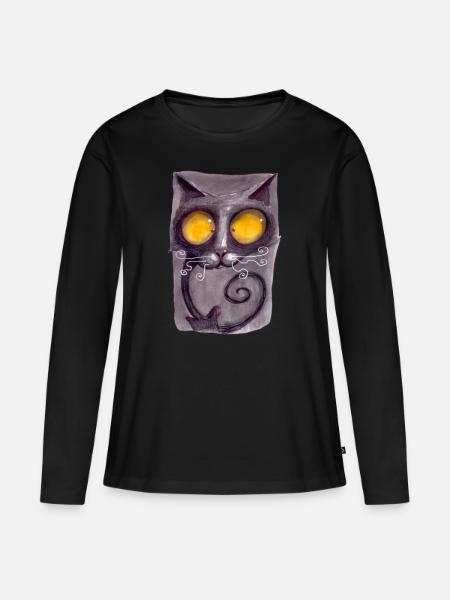 Serien-Cat 13 - Frauen Premium Bio Langarmshirt - Schwarz