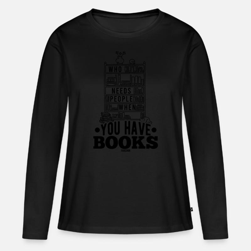 ich will lesen - Frauen Premium Bio Langarmshirt - Schwarz