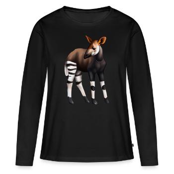 Süßes Okapi - Frauen Premium Bio Langarmshirt - Schwarz - Vorne - Julia (174cm)