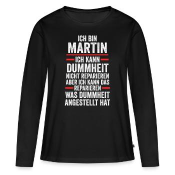 Martin - T-shirt manches longues Premium bio Femme - noir - Devant - Julia (174cm)