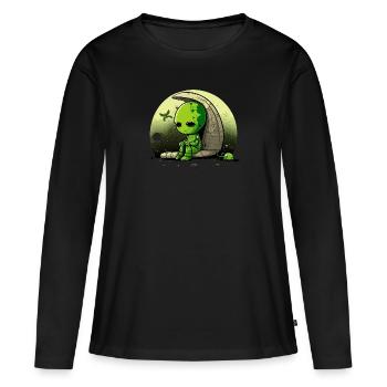 Triste extraterrestre - T-shirt manches longues Premium bio Femme - noir - Devant - Julia (174cm)