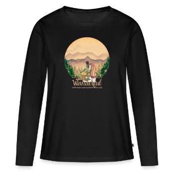 Wanderful - Wandern - Hiking Woman Dog - Mountains - Women's Premium Organic Long Sleeve Shirt - black - Front - Julia (174cm)