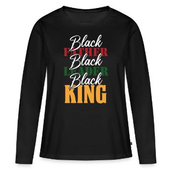 Mois de l’histoire des Noirs Histoire des Noirs - T-shirt manches longues Premium bio Femme - noir - Devant - Julia (174cm)