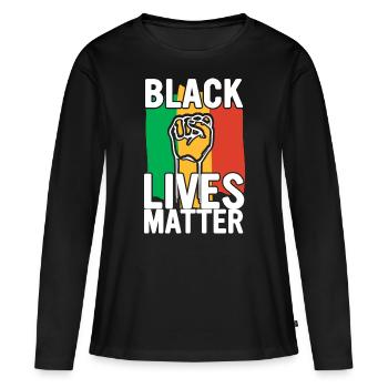 Mois de l’histoire des Noirs Histoire des Noirs - T-shirt manches longues Premium bio Femme - noir - Devant - Julia (174cm)