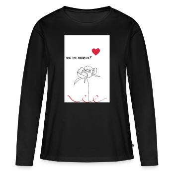 Marry me - Frauen Premium Bio Langarmshirt - Schwarz - Vorne - Julia (174cm)