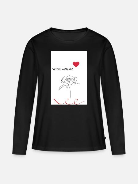 Marry me - Frauen Premium Bio Langarmshirt - Schwarz