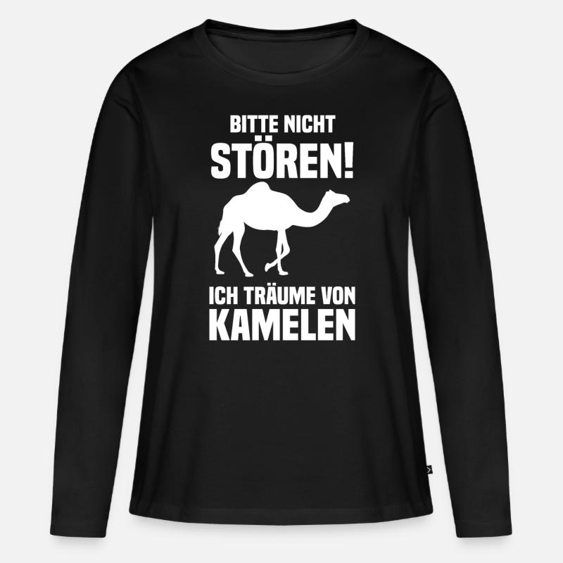 Kamel - Frauen Premium Bio Langarmshirt - Schwarz