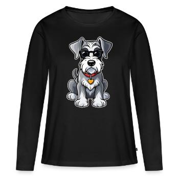 Cool Schnauzer Chien avec lunettes de soleil - T-shirt manches longues Premium bio Femme - noir - Devant - Julia (174cm)