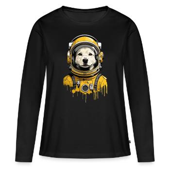 Chien, Astronaute, Espace, Espace, Technologie - T-shirt manches longues Premium bio Femme - noir - Devant - Julia (174cm)