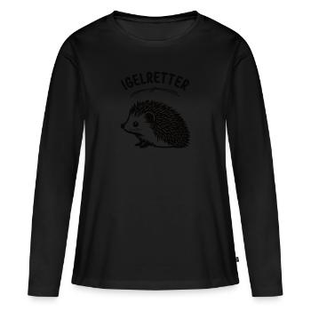 Igelretter Igelmotiv Stacheltier Stacheligel Igel - Frauen Premium Bio Langarmshirt - Schwarz - Vorne - Julia (174cm)