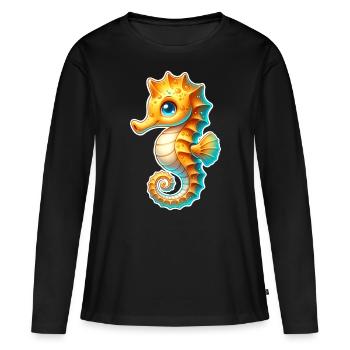 Hippocampe Hippocampe - T-shirt manches longues Premium bio Femme - noir - Devant - Julia (174cm)