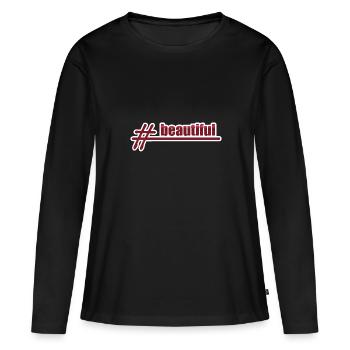 Style Hashtag beau - T-shirt manches longues Premium bio Femme - noir - Devant - Julia (174cm)