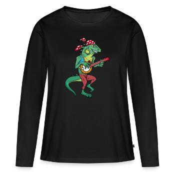 Tzigane iguane avec Banjo - T-shirt manches longues Premium bio Femme - noir - Devant - Julia (174cm)