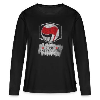 antifa zona antifascista - Frauen Premium Bio Langarmshirt - Schwarz - Vorne - Julia (174cm)