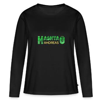 Prénom Andreas - T-shirt manches longues Premium bio Femme - noir - Devant - Julia (174cm)