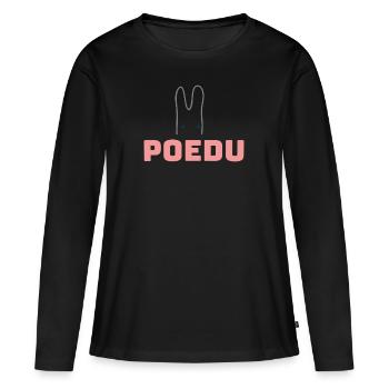 POEDU en rose tendre & gris - T-shirt manches longues Premium bio Femme - noir - Devant - Julia (174cm)