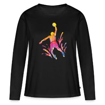 Basketteur Coloré Paint Slam Dunk Sports - T-shirt manches longues Premium bio Femme - noir - Devant - Julia (174cm)