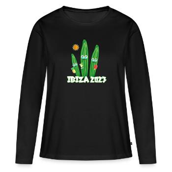 Famille de concombres,Concombre,Concombre,Ibiza, Fête - T-shirt manches longues Premium bio Femme - noir - Devant - Julia (174cm)