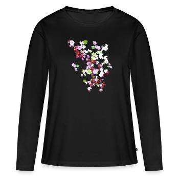 Pré, fleurs, fleurs, fleurs colorées - T-shirt manches longues Premium bio Femme - noir - Devant - Julia (174cm)