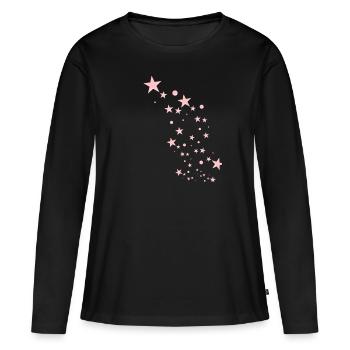 Sterne,stern, pinke Sterne, pink - Frauen Premium Bio Langarmshirt - Schwarz - Vorne - Julia (174cm)
