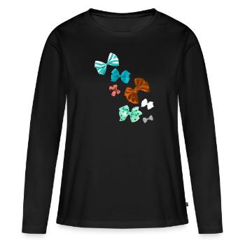Schleifen,bunte Schleifen, Fliege, karomuster - Frauen Premium Bio Langarmshirt - Schwarz - Vorne - Julia (174cm)