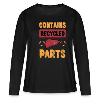 Contains Recycled Parts - Frauen Premium Bio Langarmshirt - Schwarz - Vorne - Julia (174cm)